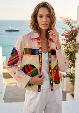 Designer Embroidered Cotton Canvas Jacket for Women | ibBan Collection - Ania