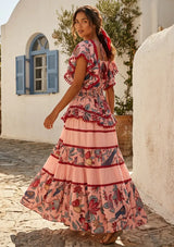 ibBan Embroidered Cotton Maxi Dress with Tiered Floral  - Lamis
