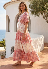 ibBan Printed Cotton & Silk Blend Maxi Dress | Luxury Boho  Dress -Rezza Long Dress