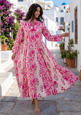 ibBan Printed Cotton Maxi Dress | Premium Women's Boho Resort Dress - Afra Long Dress