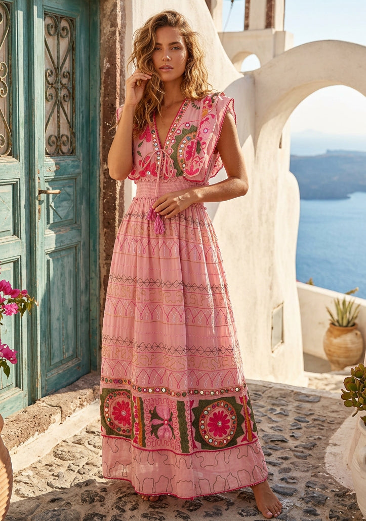 ibBan Hand Embroidered Long Dress | Luxury Bohemian Long Dress - Orla