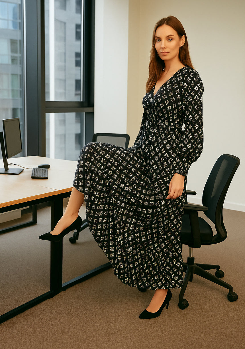 BLACK PRINT DRESS