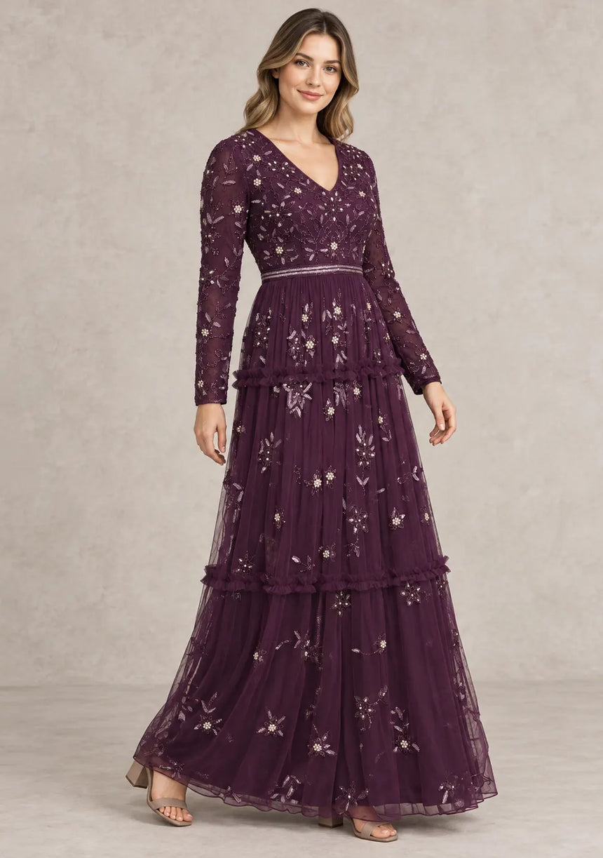 ibBan Women’s Party Long Dress with Hand Embroider -Raneem