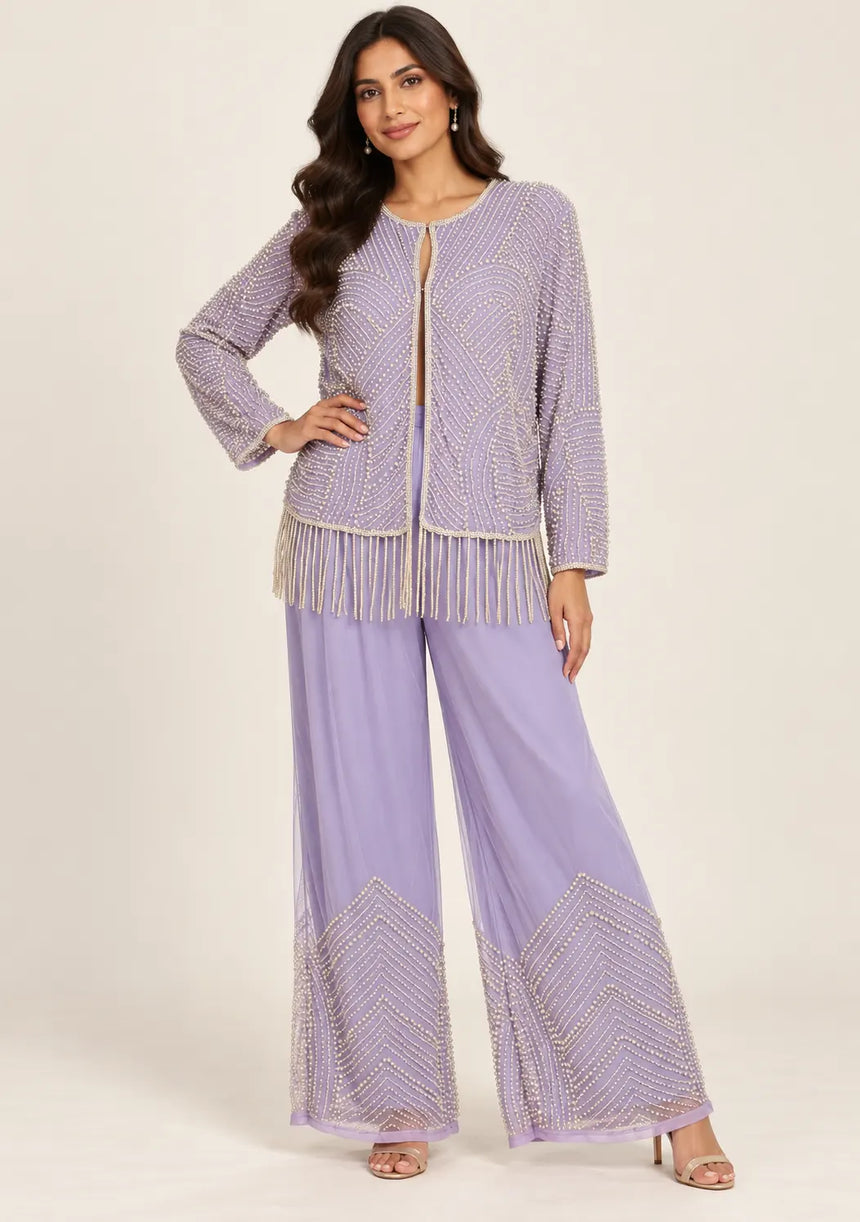 ibBan Women’s  Beaded Jacket and Pant Set - Zarina