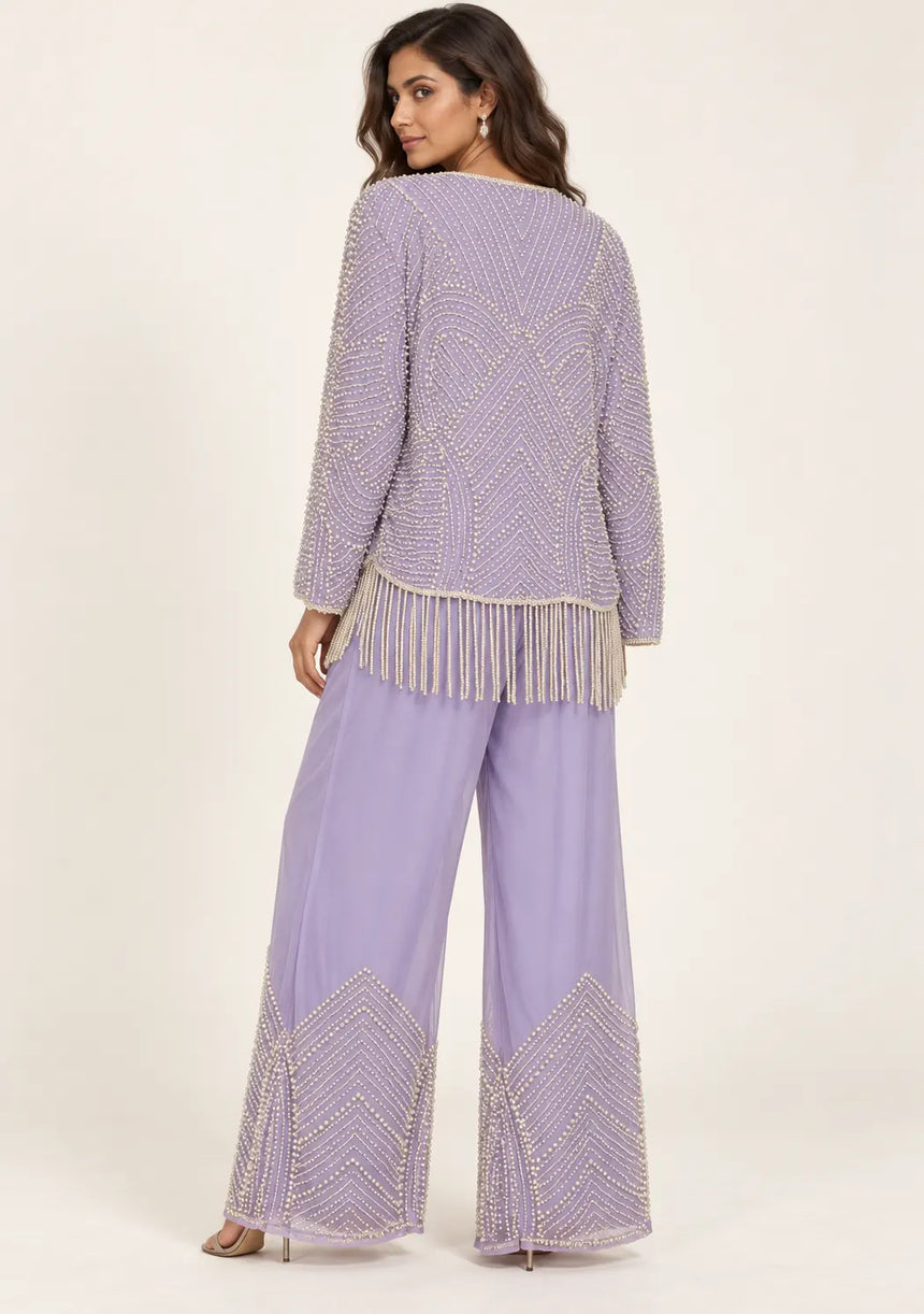 ibBan Women’s  Beaded Jacket and Pant Set - Zarina