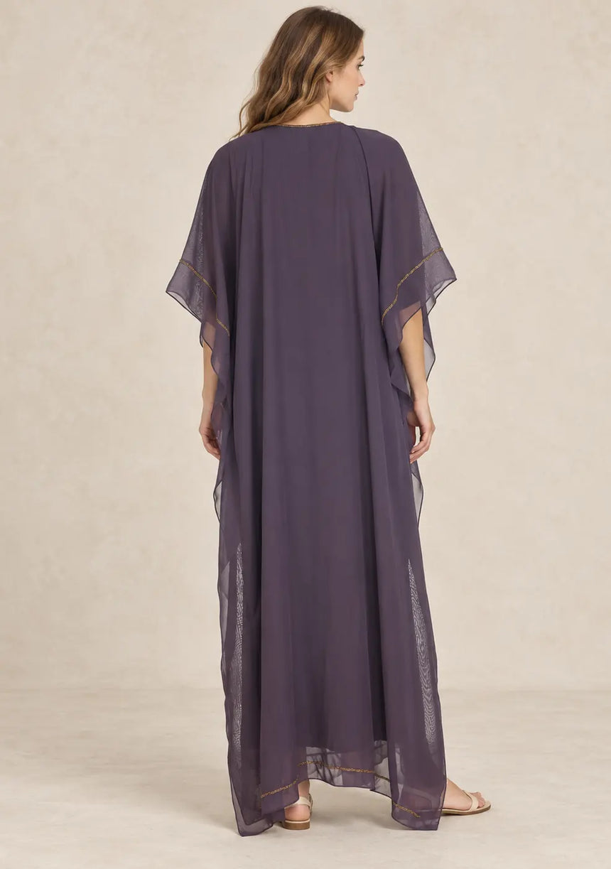 ibBan Women’s Hand Embroidered Georgette Kaftan Dress -Tanzeen
