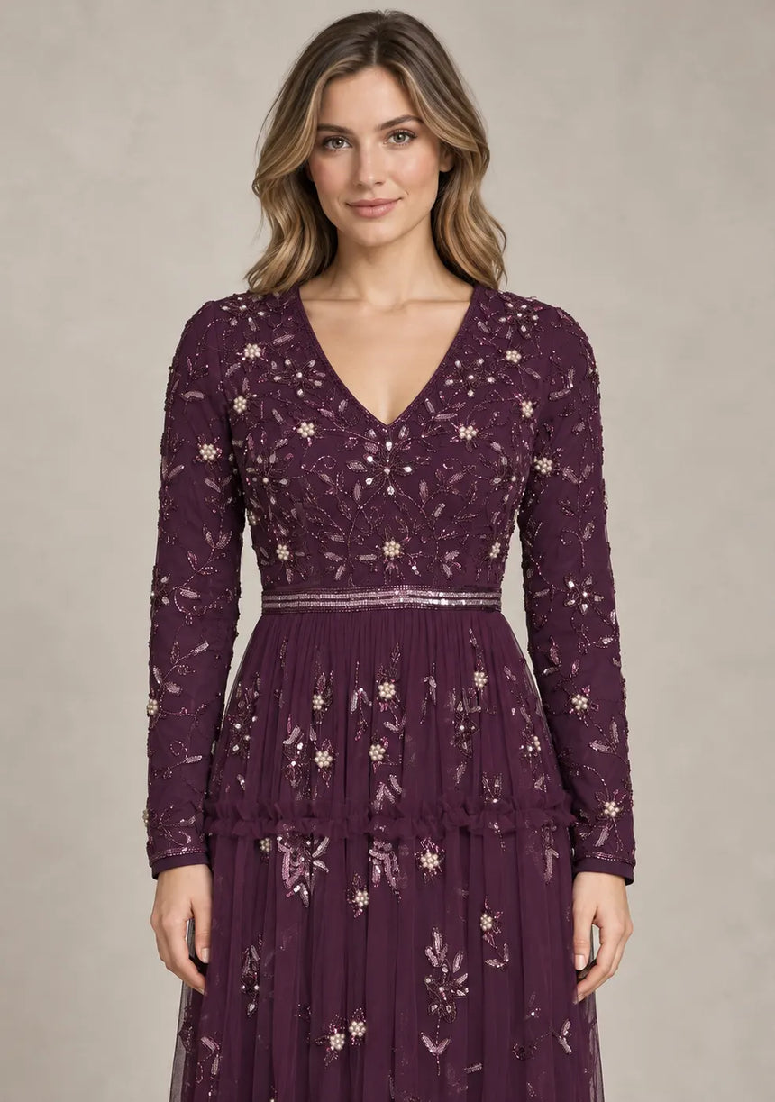 ibBan Women’s Party Long Dress with Hand Embroider -Raneem