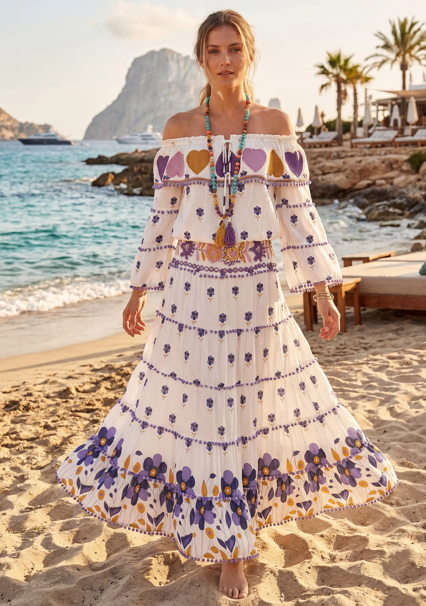 Women's Cotton Maxi Dress Bardot - Sharbi