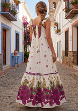 Maxivestido de algodón con cuello redondo para mujer - Sola