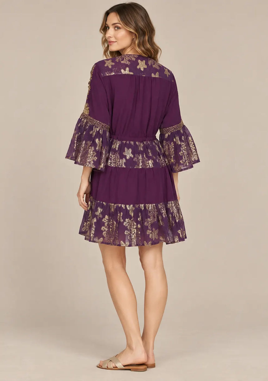 ibBan Women’s Cotton Lurex Embroidered Short Tunic - Soha