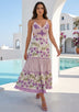 Women's Hand Embroidered Printed Luxury Cotton Sleeveless Strap Dress Halter Neck- Sarifa
