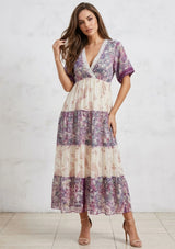 ibBan Printed Cotton & Silk Blend Maxi Dress | Luxury Boho  Dress -Rezza Long Dress