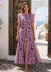 Women's Hand Embroidered Luxury Cotton Long Dress Round Tie-Up Neck - Seliza