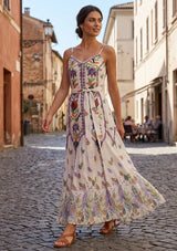Maxivestido de algodón con cuello en V para mujer - Lulama