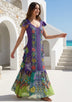 Vestido largo de algodón con cuello en V para mujer - Sanura