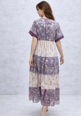 ibBan Printed Cotton & Silk Blend Maxi Dress | Luxury Boho  Dress -Rezza Long Dress