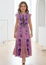 Girls' Shimmer Cotton dress  Round Tie-Up Neck - Seliza