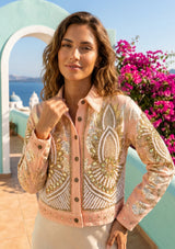 ibBan Hand Embroidered Jacket | Luxury Beaded Cotton Canvas Organza Jacket - Vidha