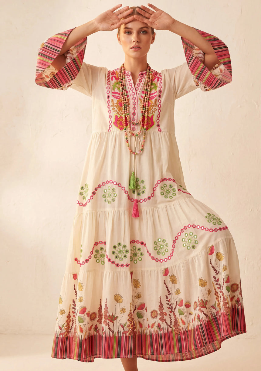 Minivestido de lino para mujer con cuello en V - Romi