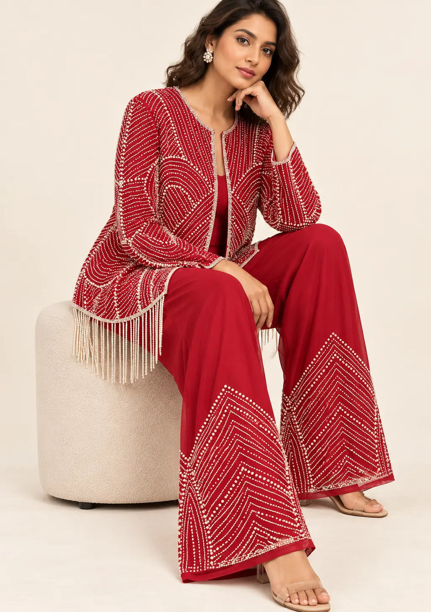 ibBan Women’s  Beaded Jacket and Pant Set - Zarina