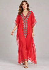 ibBan Women’s Hand Embroidered Georgette Kaftan Dress -Tanzeen