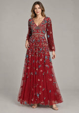 ibBan Women’s  Long Dress with Hand Embroidery - Aabish