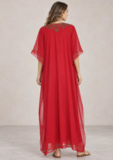 ibBan Women’s Hand Embroidered Georgette Kaftan Dress -Zava