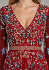 ibBan Women’s  Long Dress with Hand Embroidery - Aabish