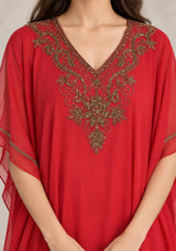 ibBan Women’s Hand Embroidered Georgette Kaftan Dress -Zava