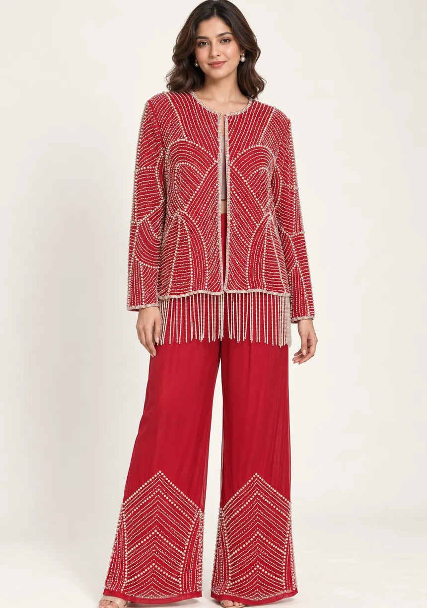 ibBan Women’s  Beaded Jacket and Pant Set - Zarina