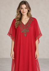 ibBan Women’s Hand Embroidered Georgette Kaftan Dress -Zava