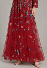 ibBan Women’s  Long Dress with Hand Embroidery - Aabish