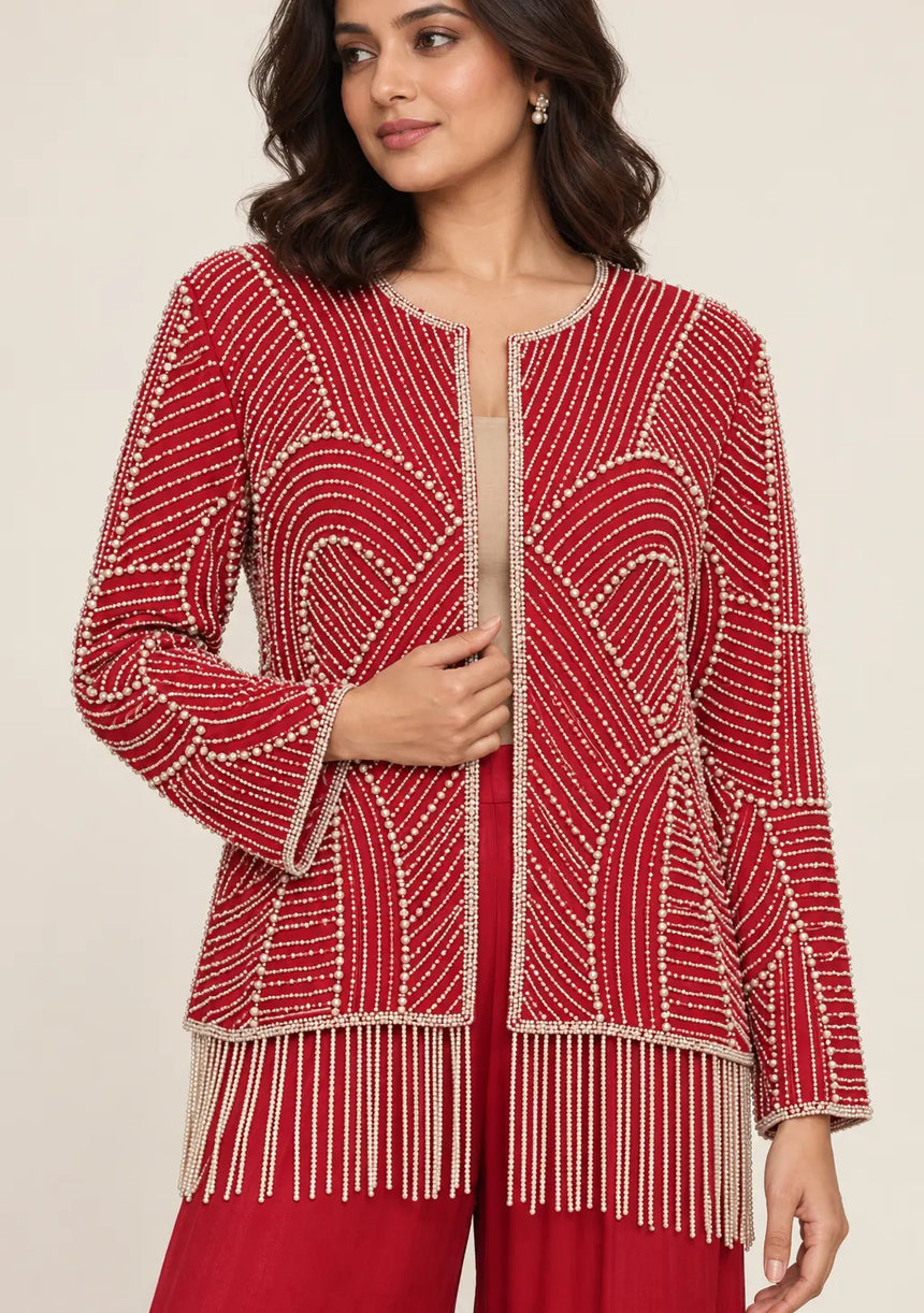 ibBan Women’s  Beaded Jacket and Pant Set - Zarina