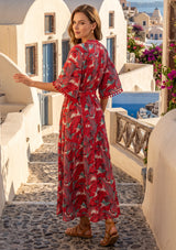 ibBan Embroidered Boho Cotton Maxi Dress with Tassel Tie - Fabiza