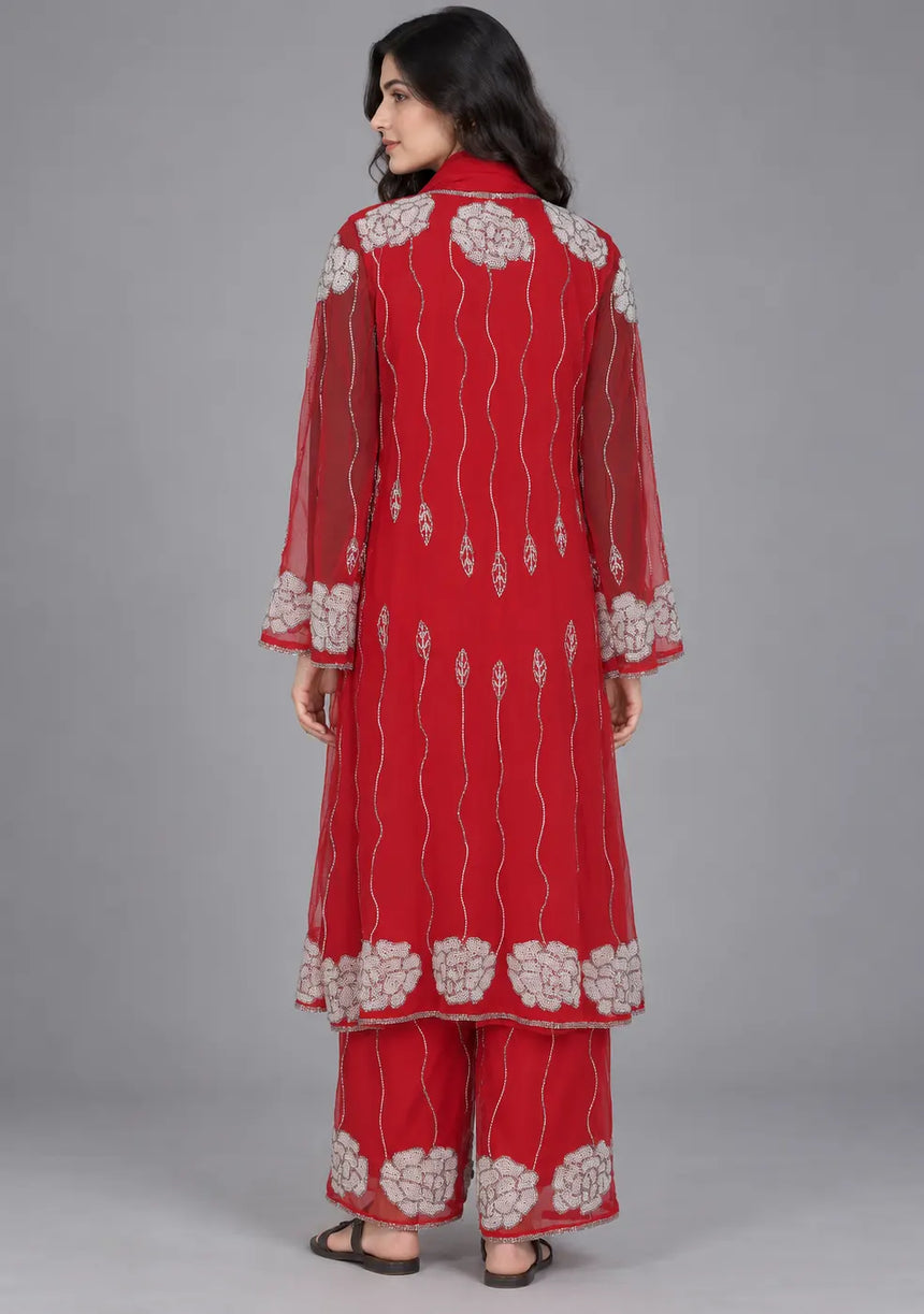 ibBan Women’s Hand Embroidered Georgette Ethnic Dress -Ariya