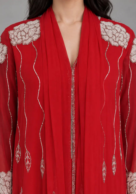 ibBan Women’s Hand Embroidered Georgette Ethnic Dress -Ariya