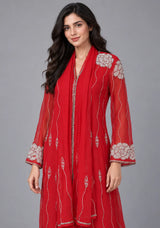 ibBan Women’s Hand Embroidered Georgette Ethnic Dress -Ariya