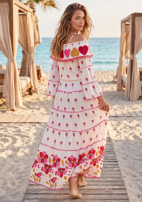 Maxivestido Bardot de Algodón para Mujer - Sharbi