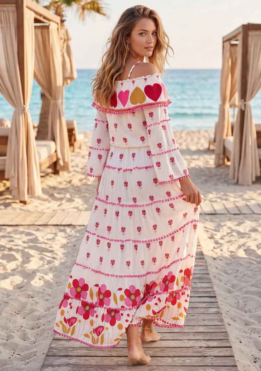 Women's Cotton Maxi Dress Bardot - Sharbi