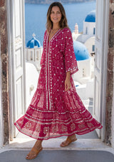 ibBan Hand Embroidered Cotton Maxi Dress | Luxury Boho Resort -Fabiya