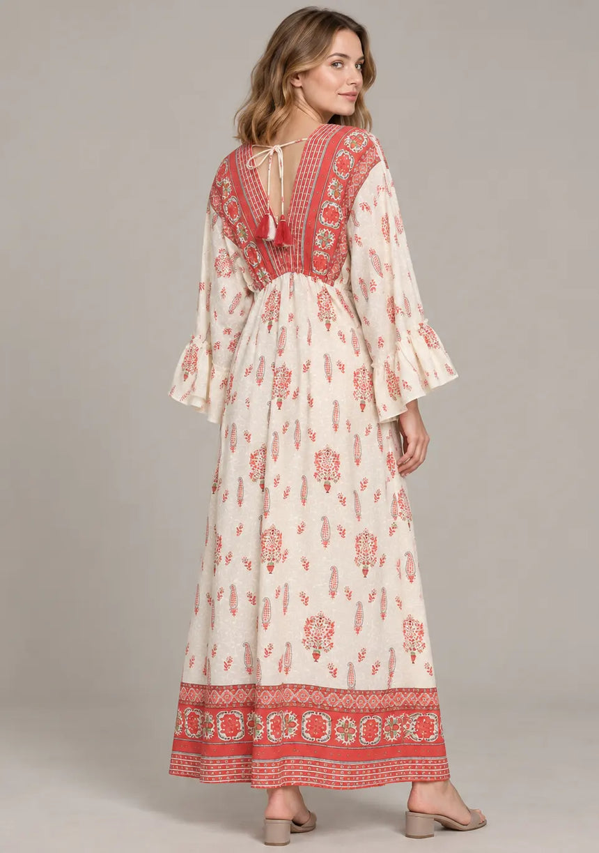 Ibban Summer Cotton Hand-Embroidered Long Dress -Daisey