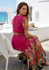 ibBan Floral Hand Embroidered Cotton Long Dres -Nagozi