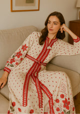 ibBan Premium Printed Cotton Long Dress with Hand Embroidery -Farhat Long Dress