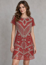 ibBan Party Midi Dress with Hand Beadwork & Fringe - Darya