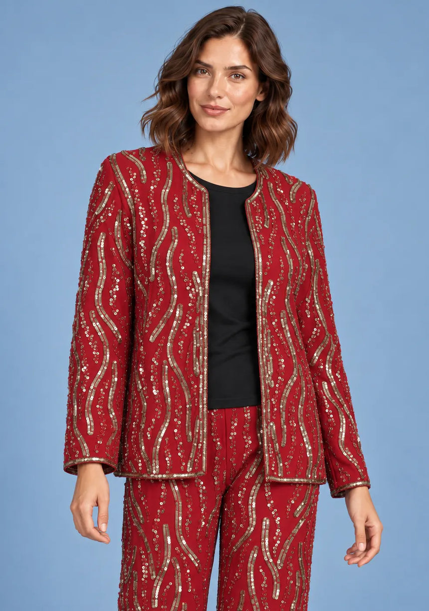 ibBan Women’s Georgette & Net Jacket with Hand Embroidered - Tasmia