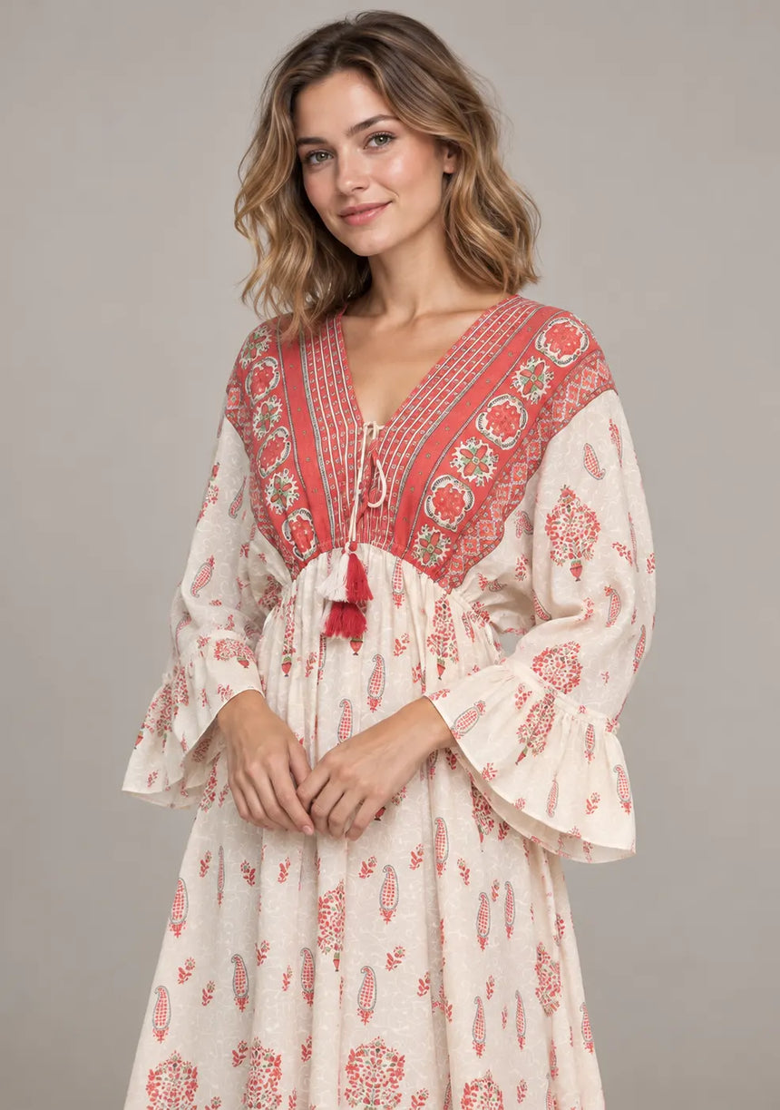 Ibban Summer Cotton Hand-Embroidered Long Dress -Daisey