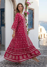 ibBan Hand Embroidered Cotton Maxi Dress | Luxury Boho Resort -Fabiya