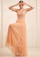 Women's Georgette Maxi Dress Peach - Bridal