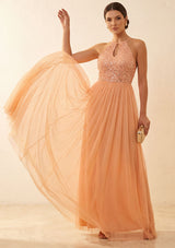 Women's Georgette Maxi Dress Halter Neck - Alvisha