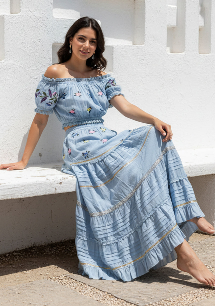 Vestido largo de algodón para mujer - Sama